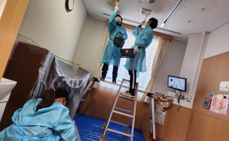 愛知県名古屋市東区　障害者施設　空調機吹き出し口　除カビ処理工事